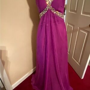 Purple Evening Gown with Silver Accents